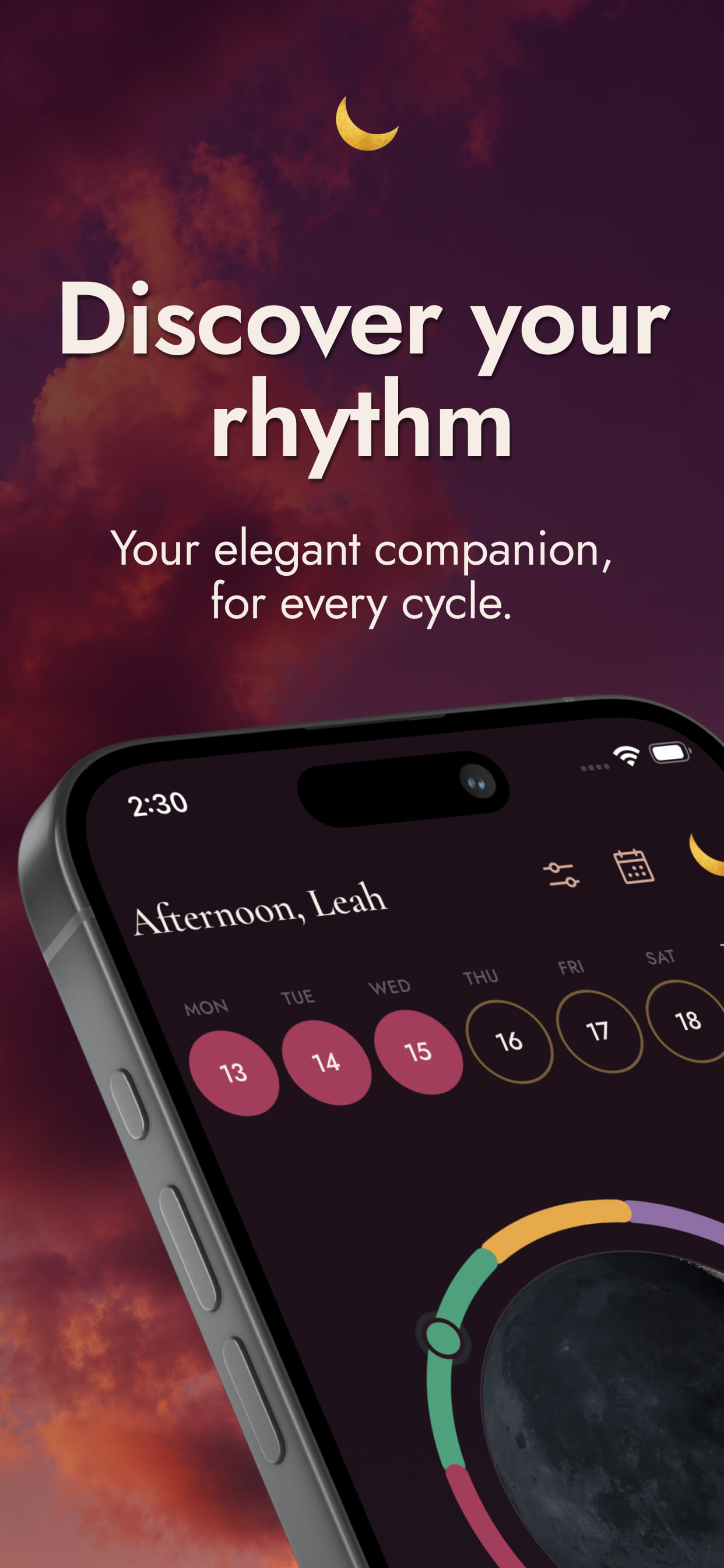 Luna home screen - discover your rhythm